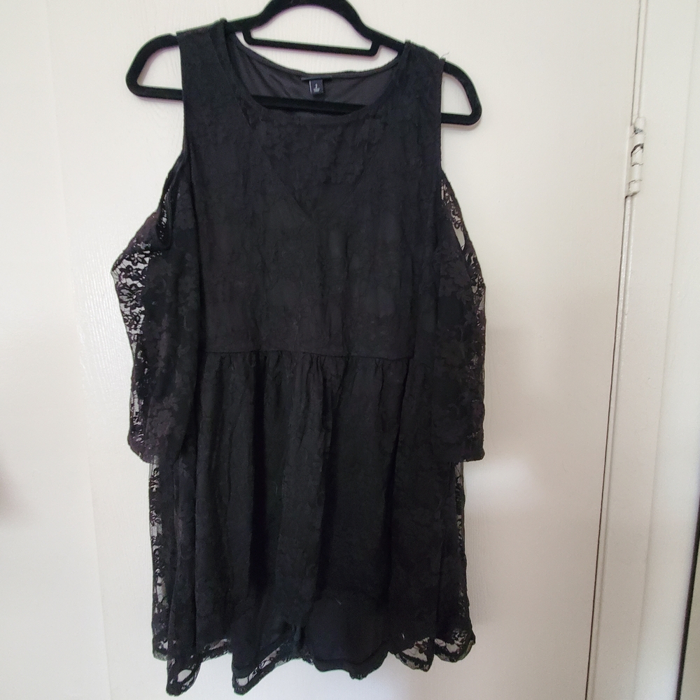 Torrid Black Lace Cold Shoulder Blouse